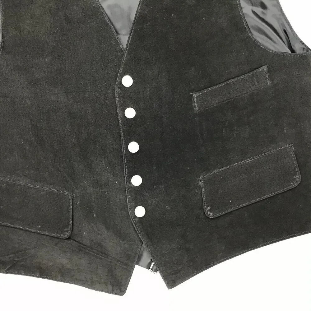 High Alpine Black Suede Snap Vest Size Medium